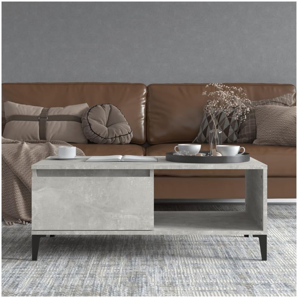 Tavolino Salotto Grigio Cemento 90x50x36,5 Cm Legno Multistrato - Foto 3