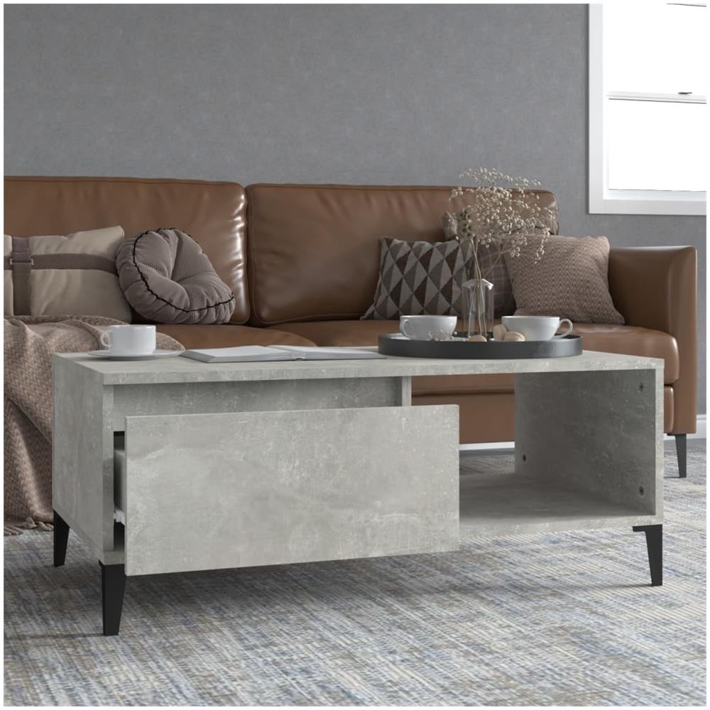 Tavolino Salotto Grigio Cemento 90x50x36,5 Cm Legno Multistrato - Foto 1