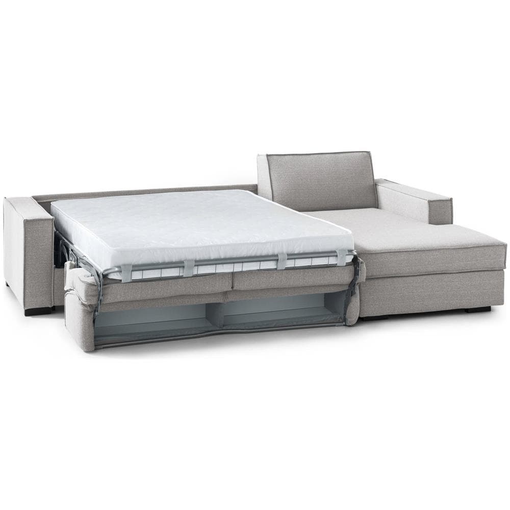 Divano Letto Adelina, Divano Ad Angolo, 100% Made In Italy, Sofà Con Apertura Girevole, Penisola Contenitore Sinistra, Con Braccioli Standard, Cm 280x95h90, Grigio - Foto 4