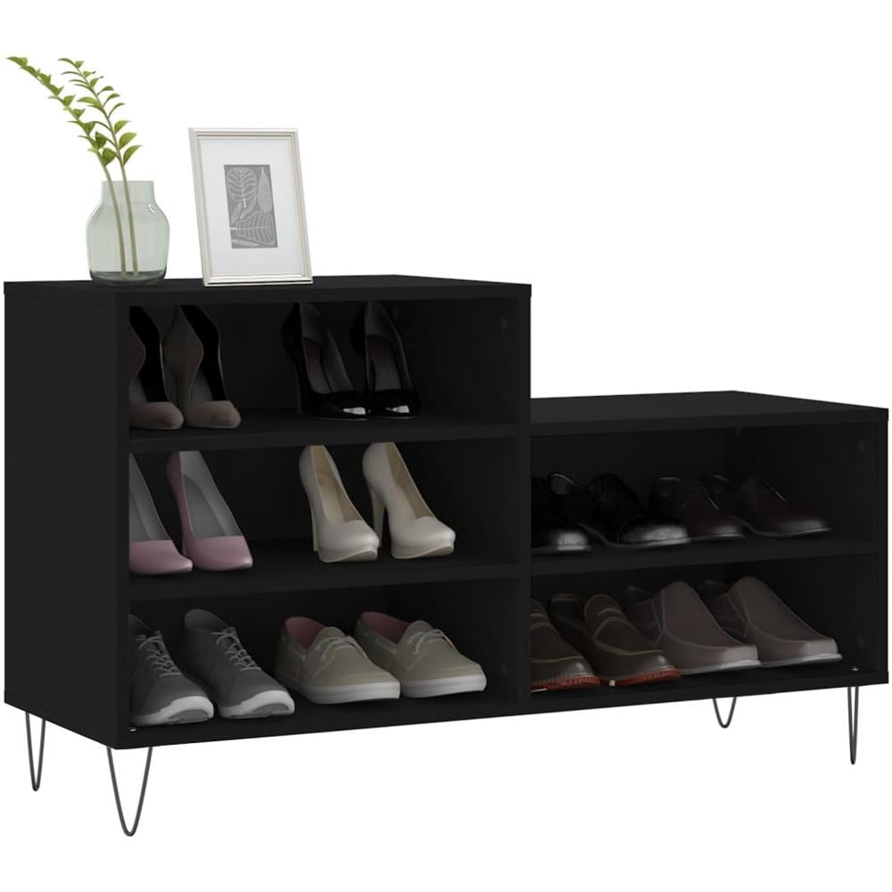 Scarpiera Nera 102x36x60 Cm In Legno Multistrato - Foto 3