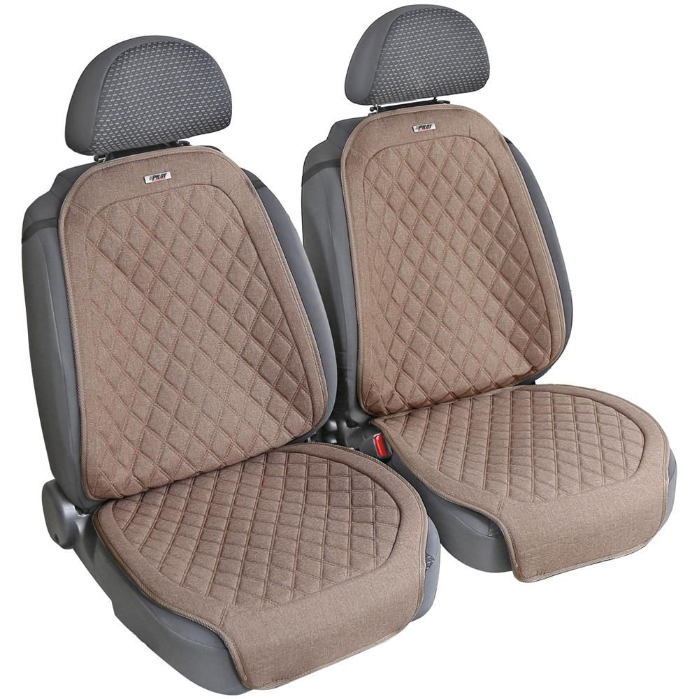 Venice, Coppia Coprisedili Anteriori In Fresco Tessuto Tekno-lino Di Poliestere - Beige - Foto 1