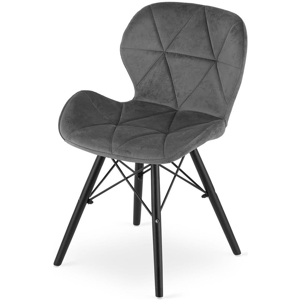 Sedia in velluto WAKO - Design moderno grigio con gambe nere x2 - Foto 7