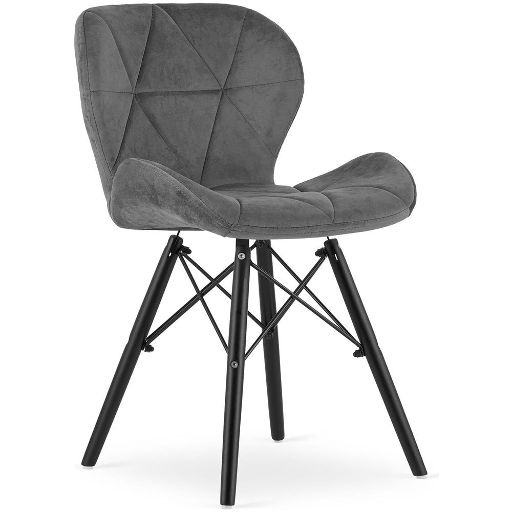 Sedia in velluto WAKO - Design moderno grigio con gambe nere x2 - Foto 2