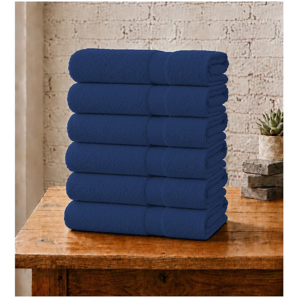 Set 6 Asciugamani Viso 55x100 cm - Eleganza e Comfort per il Tuo Bagno - ESTATE BLUE /BLU SCURO - Foto 1