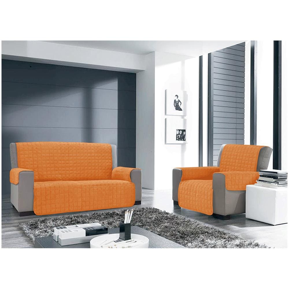 Copridivano E Copripoltrona Trapuntato Modello Willy 4 Posti Arancio - Foto 1