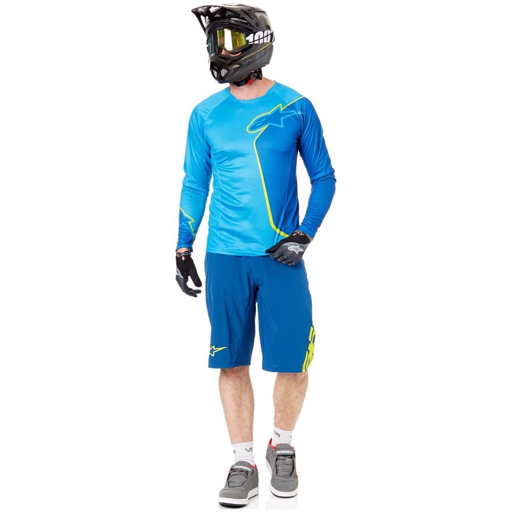 Pantaloni Corti Mtb Alpinestars 2018 Mesa Poseidon Blu Acid Giallo (28 Vita = Eu 44, Blu) - Foto 2