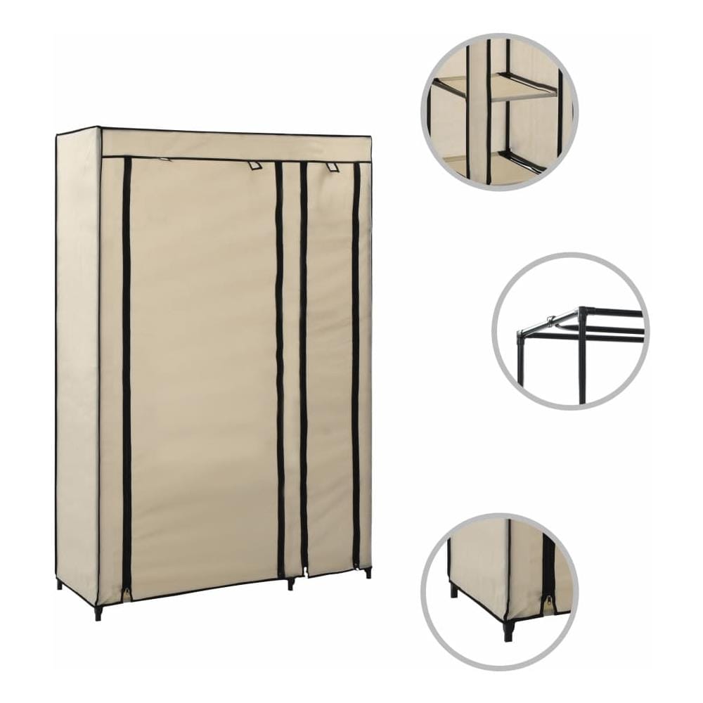 Armadio Pieghevole Crema 110x45x175 Cm In Tessuto - Foto 2