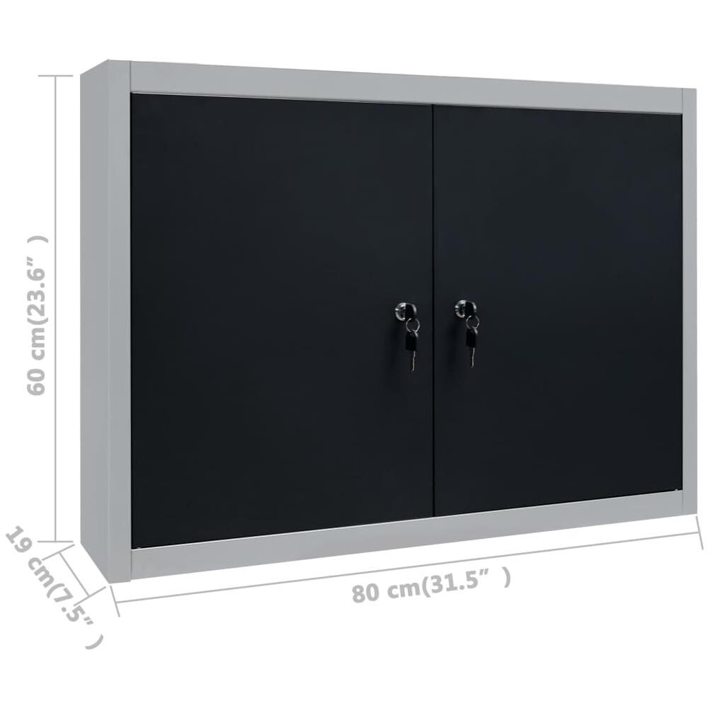 Armadio A Parete Stile Industriale In Metallo Grigio Nero - Foto 8