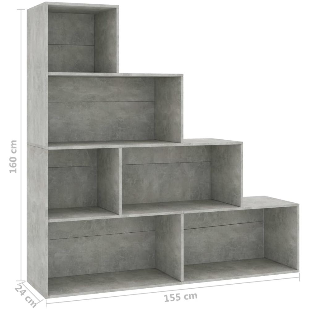 Libreria /Divisorio Grigio Cemento 155x24x160 Legno Multistrato - Foto 6