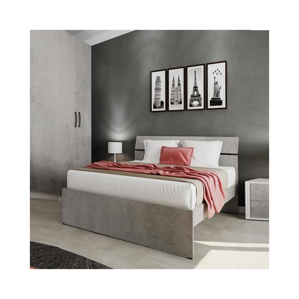 argonauta letto una piazza e mezza per camera colore grigio cemento cm 200x131xh 98