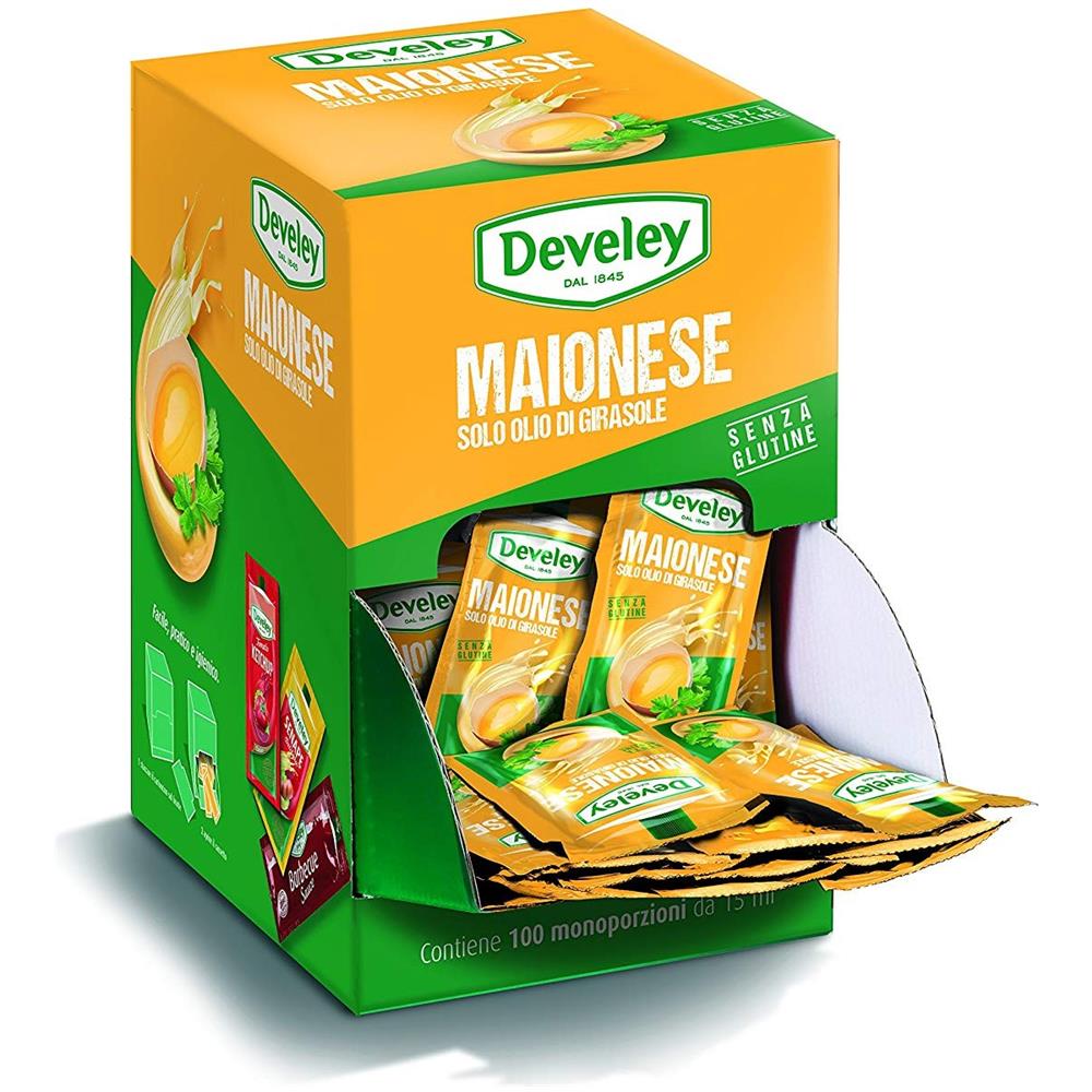 Maionese Develey Monodose Con Olio Di Girasole 100 Bustine 15 Ml Senza Glutine - Foto 1