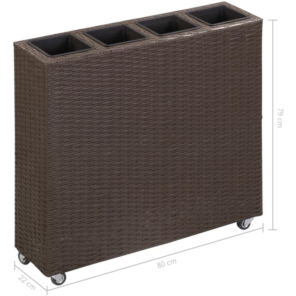Letto Rialzato con 4 Vasi 80x22x79 cm in Polyrattan Marrone - Foto 7