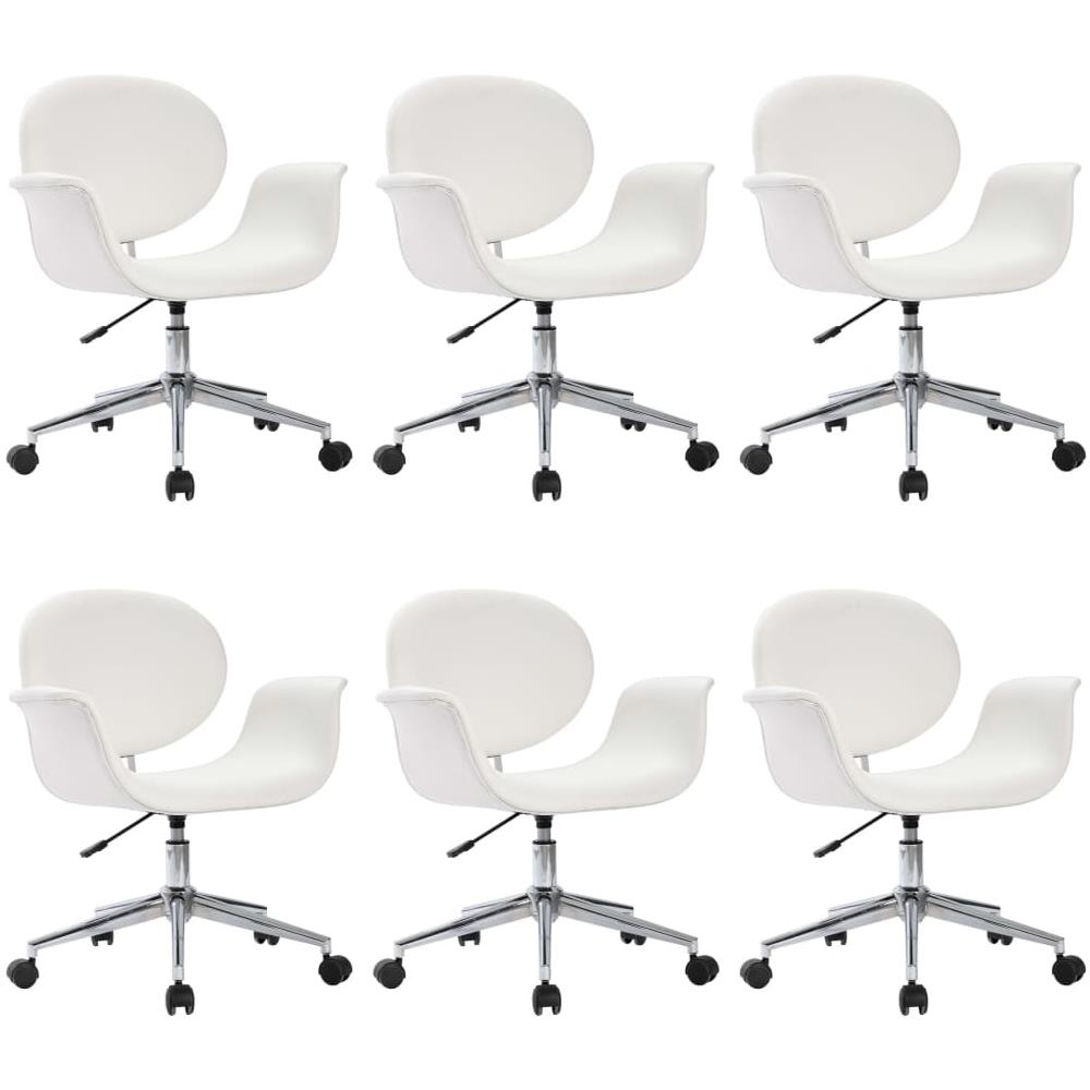 Sedie Da Pranzo Girevoli 6 Pz Bianche In Similpelle - Foto 2