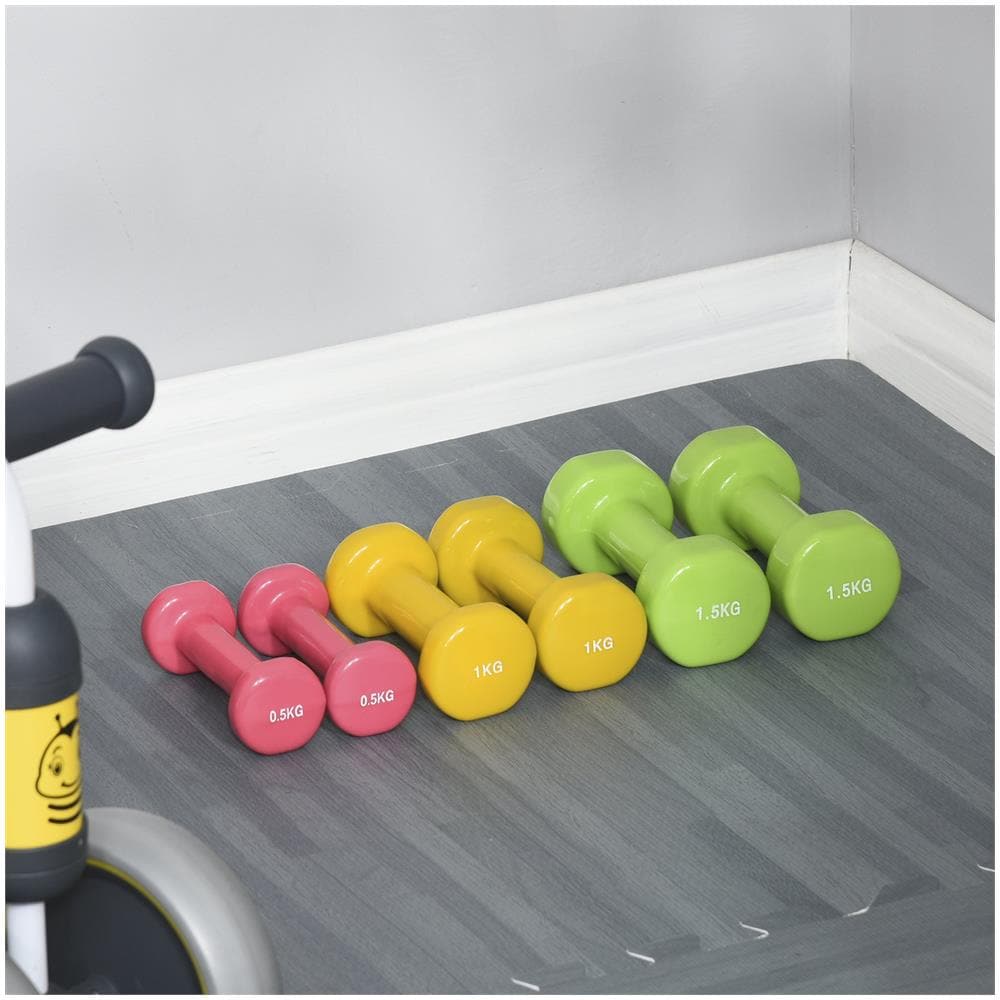 Set Manubri Pesi Per Braccia Con Valigetta, 6 Manubri Da 0.5kg 1kg 1.5kg Acciaio E Rivestimento Pu, Rosso Giallo E Verde - Foto 3