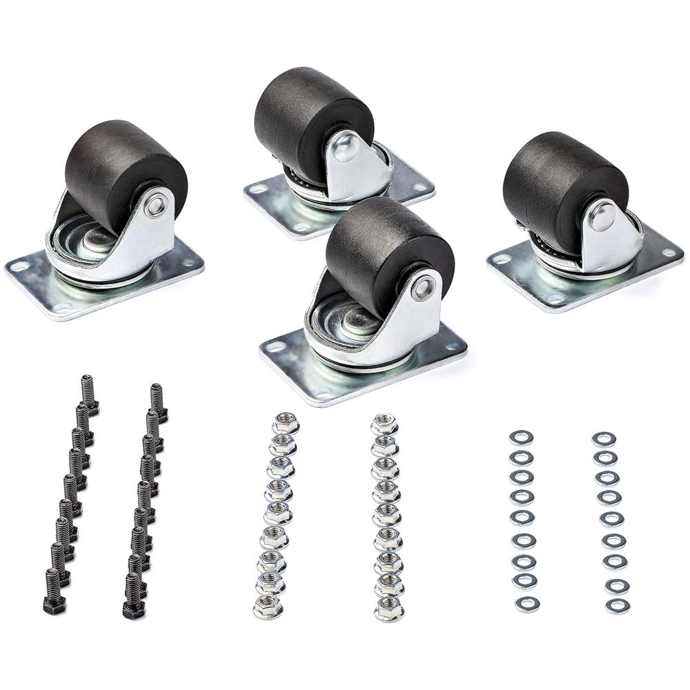 Ruote industriali per armadi server - Set di 4 kit di viti M6 per ruote da 2 pollici - Ruote girevoli di ricambio per rack a 4 montanti (45x75mm) - acciaio /plastica - Foto 4