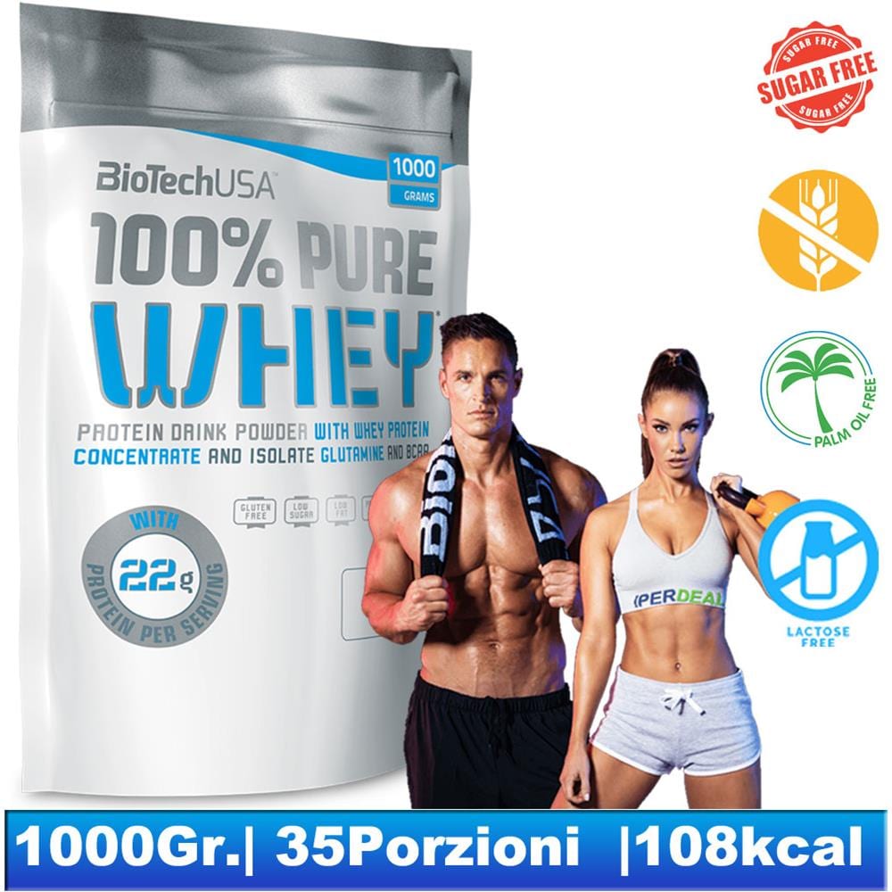 1000g 35 Dosi Proteine In Polvere, senza Lattosio, whey Pure, gusto Neutro - Foto 1