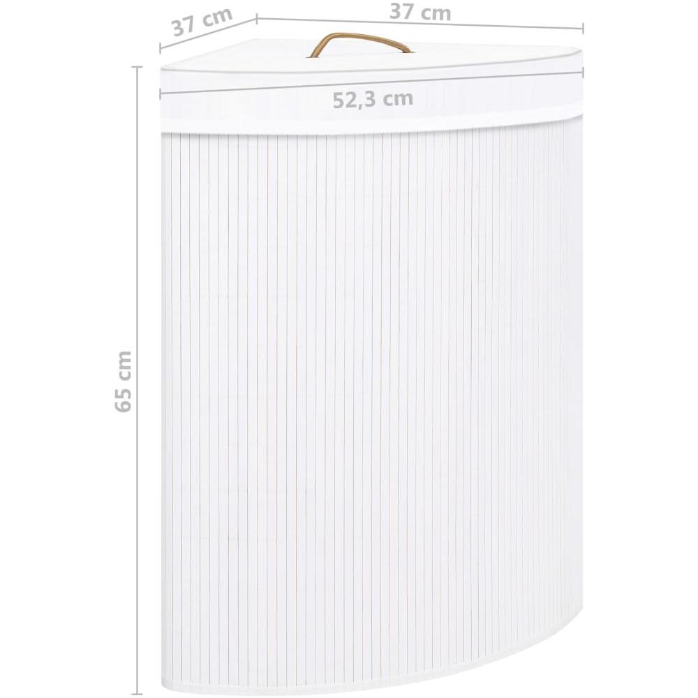 Cesto Portabiancheria Angolare in Bambù Bianco 60 L - Foto 8