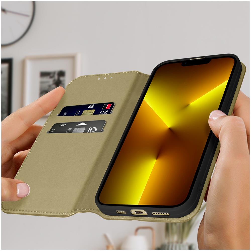 Custodia Iphone 13 Pro Portafoglio E Supporto Video Beige - Foto 2