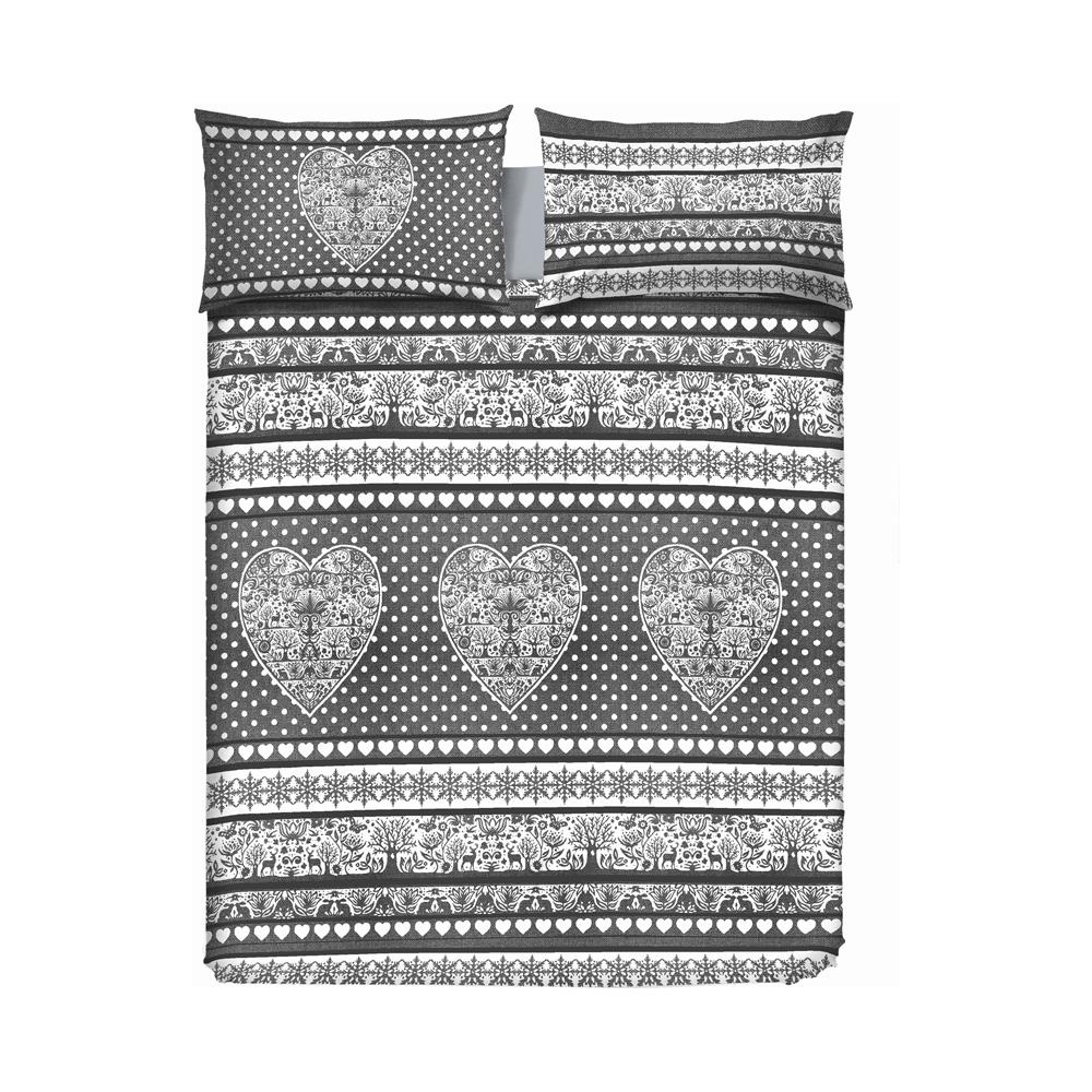 Copripiumino Sacco Piumone Pensieri Delicati 100% Cotone Dis. New Tirolo Matrimoniale Grigio - Foto 1