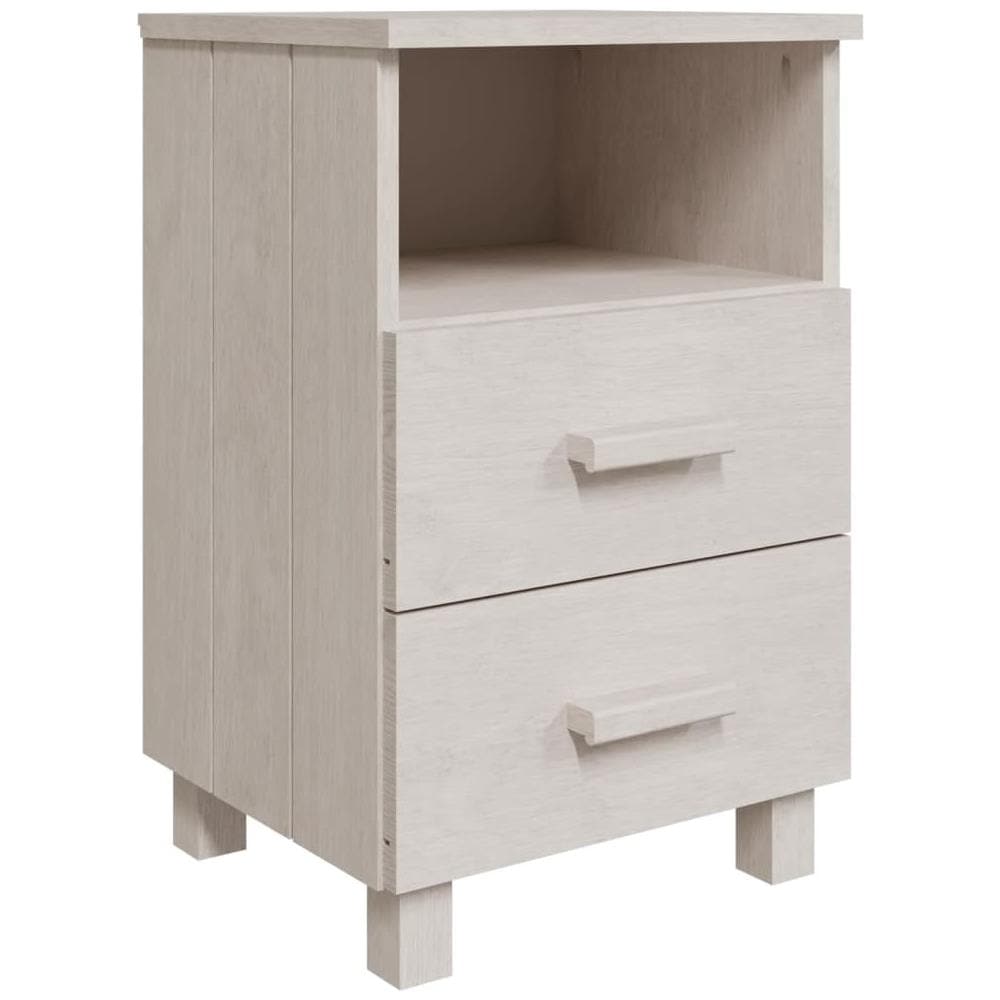 Comodino Bianco 40x35x62 Cm In Legno Massello Di Pino - Foto 1