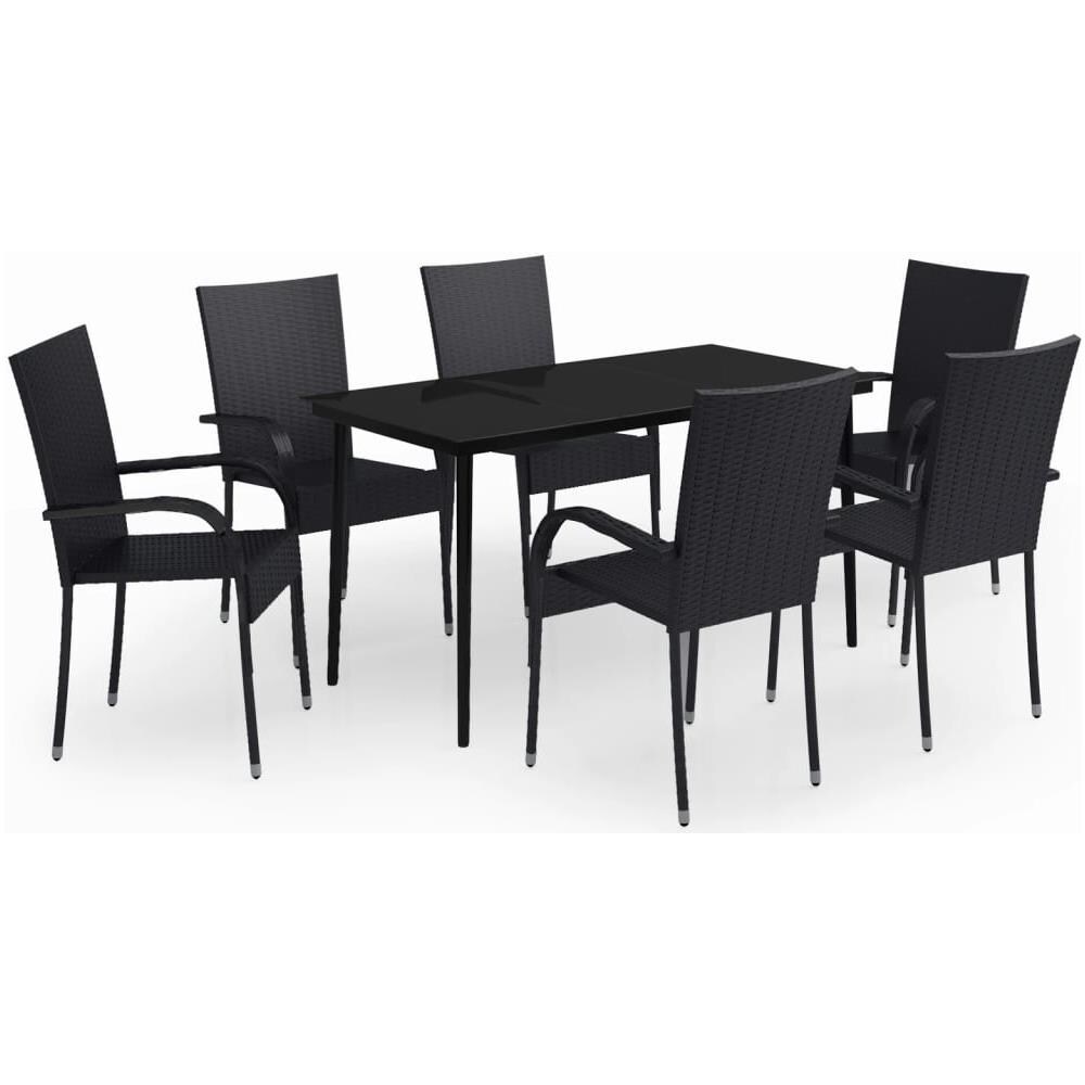Set Mobili Da Pranzo Da Giardino 7 Pz Nero - Foto 2