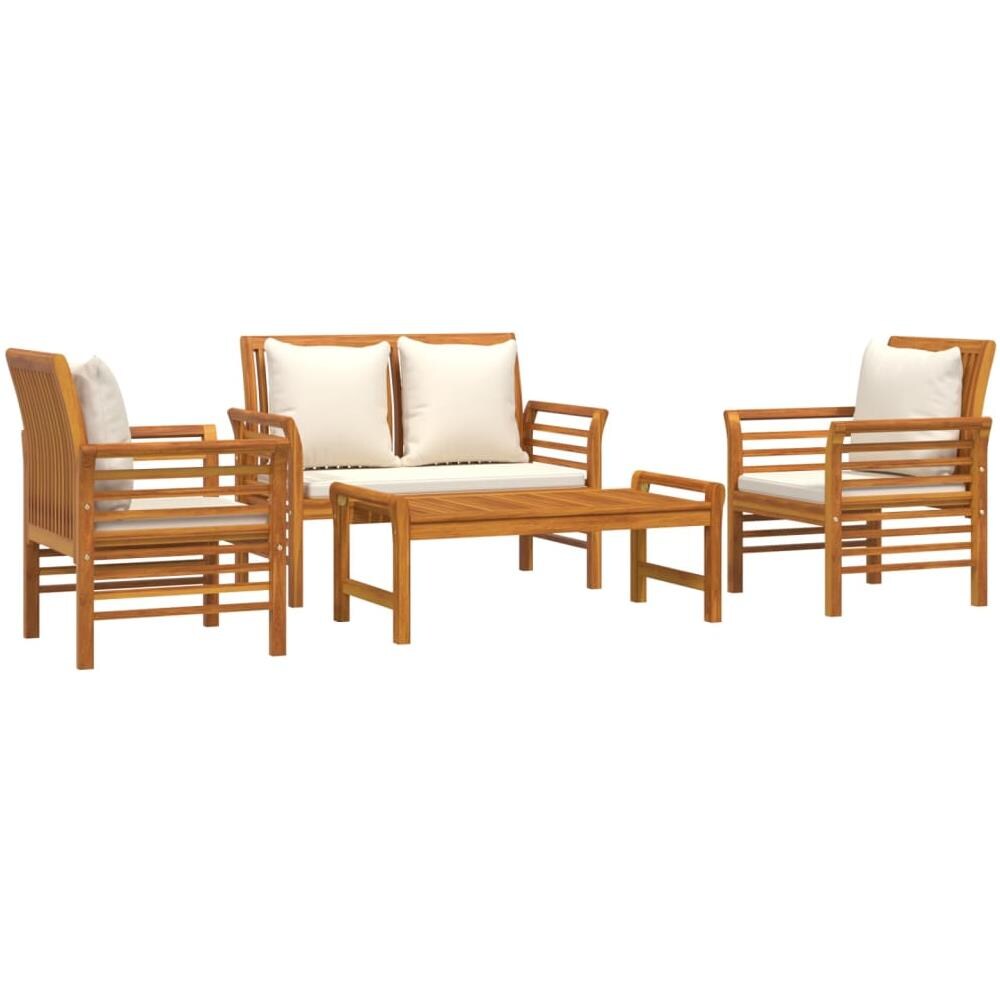 Set Divani Da Giardino 4pz Con Cuscini In Legno Massello Acacia - Foto 3