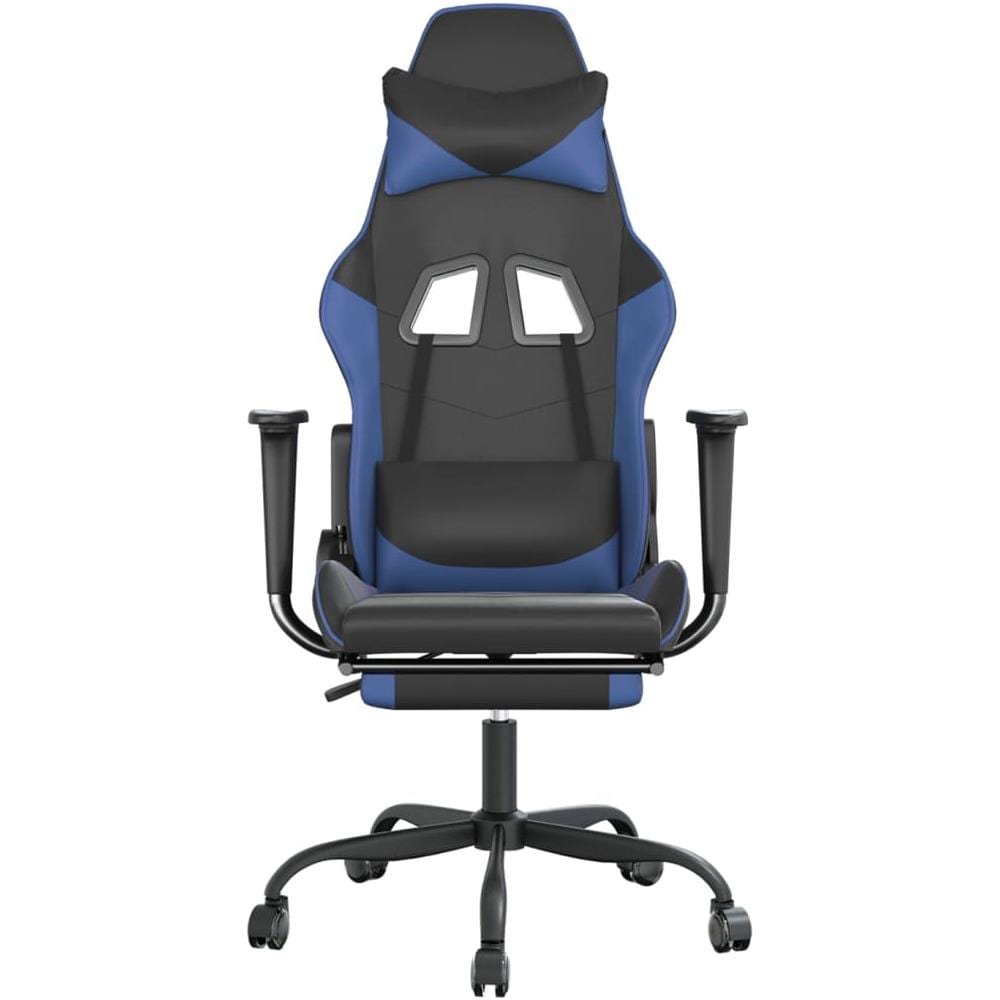 Sedia Da Gaming Con Poggiapiedi Nero E Blu In Similpelle - Foto 2