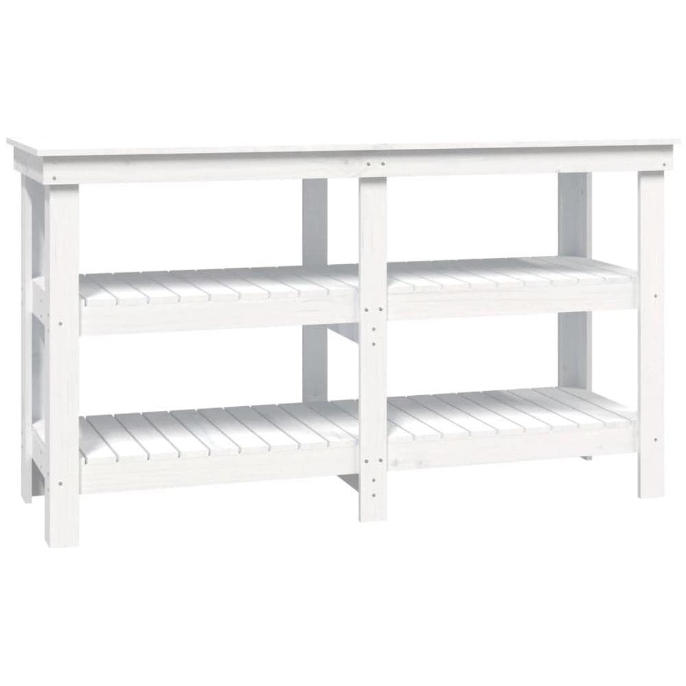 Banco da Lavoro Bianco 142,5x50x80 cm in Legno Massello di Pino - Foto 2