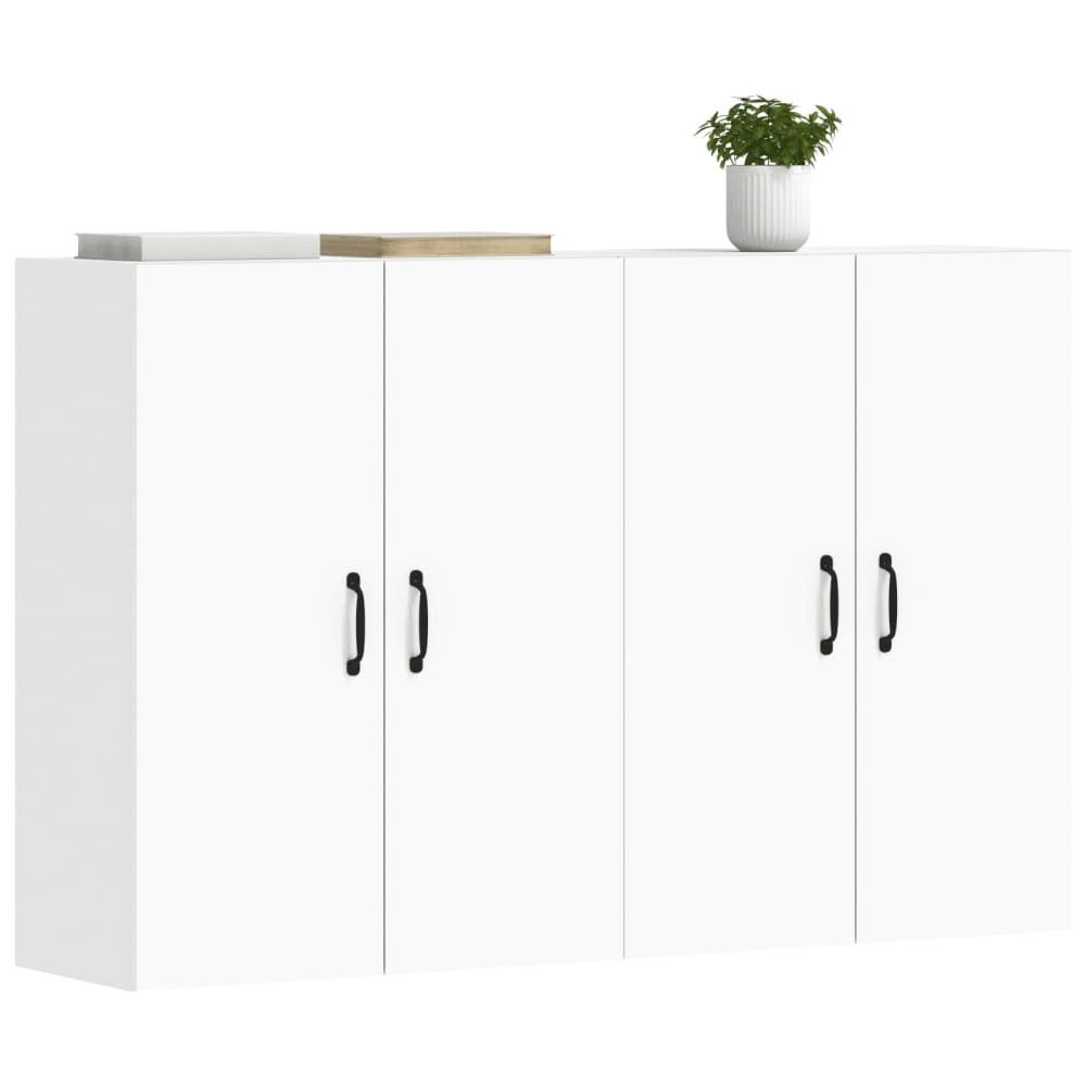 Armadietti A Parete 2 Pz Bianchi In Legno Multistrato - Foto 3