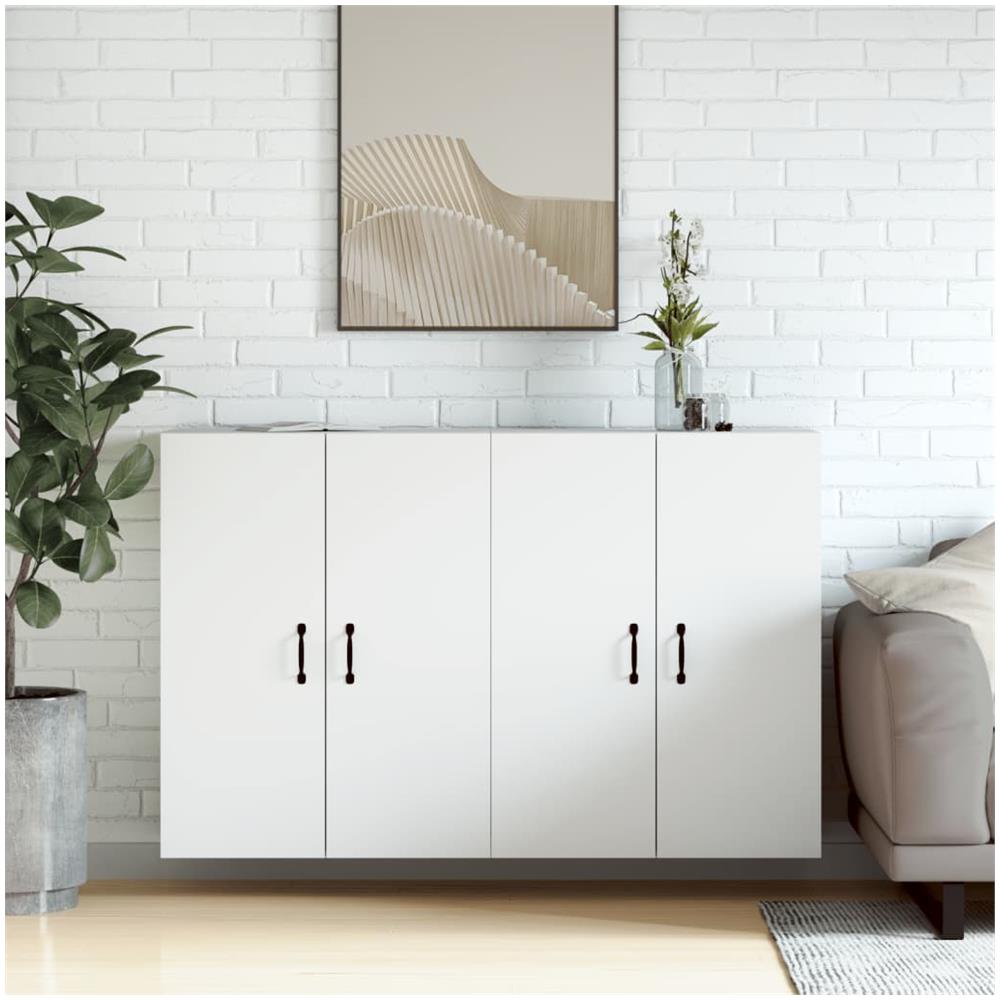 Armadietti A Parete 2 Pz Bianchi In Legno Multistrato - Foto 1