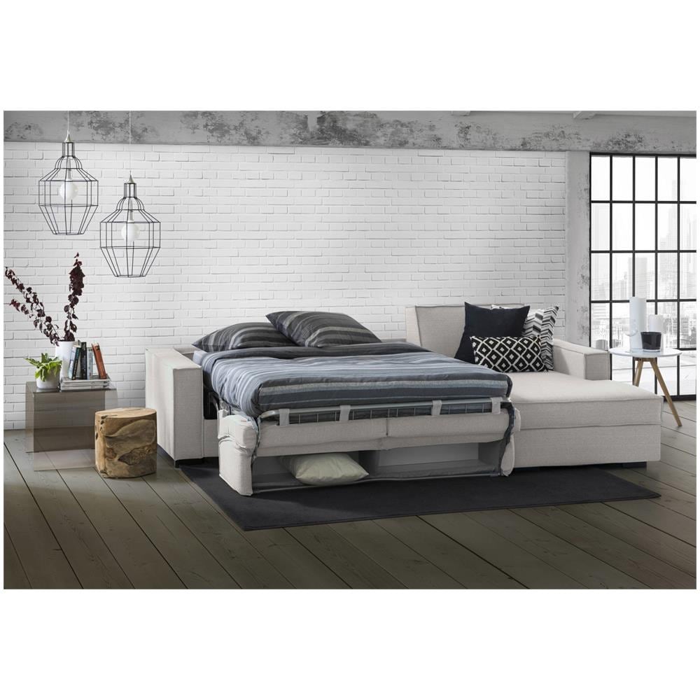 Divano Letto Adima, Divano Ad Angolo, 100% Made In Italy, Sofà Con Apertura Girevole, Penisola Contenitore Sinistra, Con Braccioli Slim, Cm 260x95h90, Grigio - Foto 2