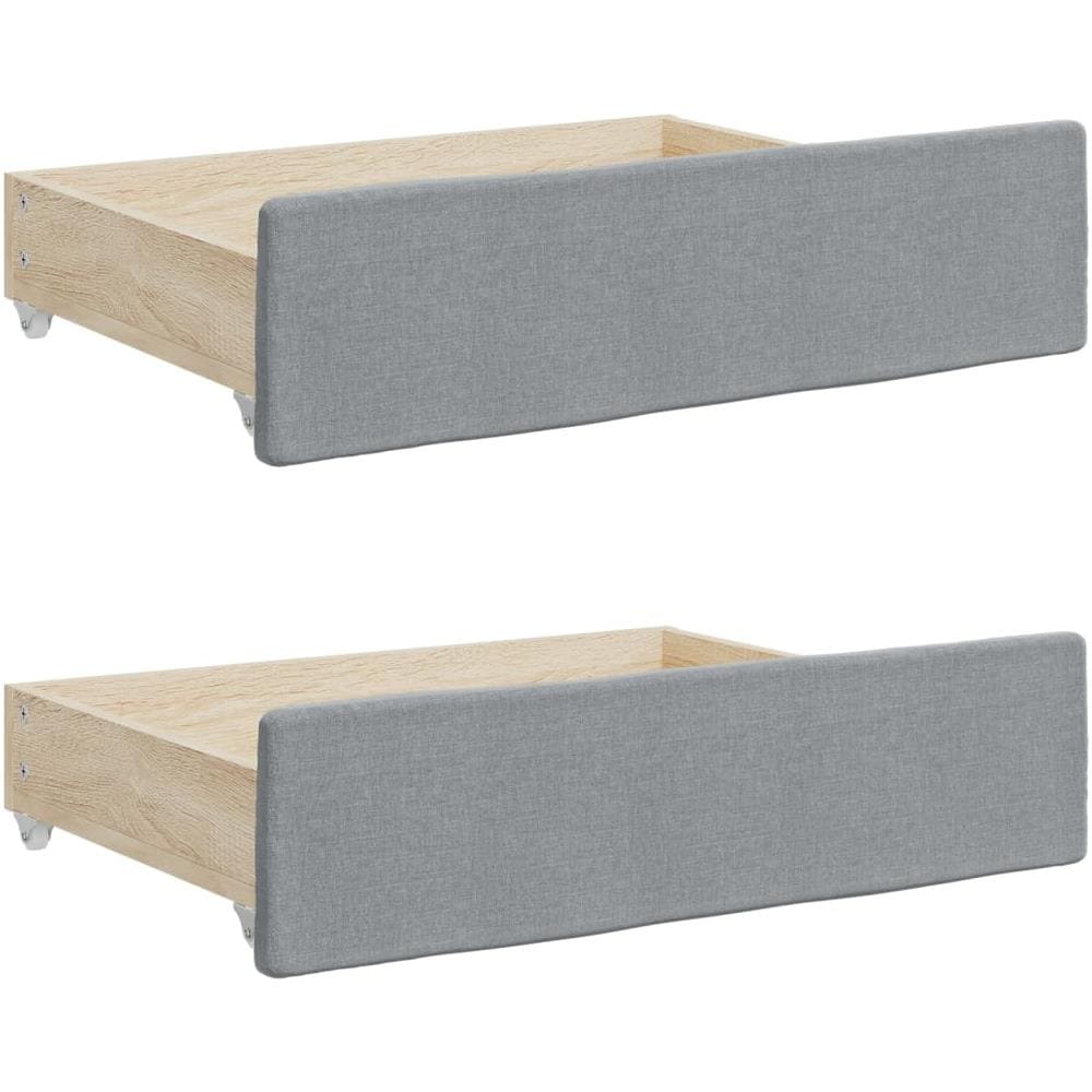 Cassetti Da Letto 2pz Grigio Chiaro Legno Multistrato E Tessuto - Foto 2