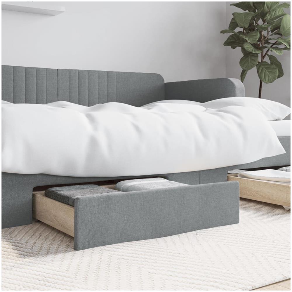 Cassetti Da Letto 2pz Grigio Chiaro Legno Multistrato E Tessuto - Foto 1