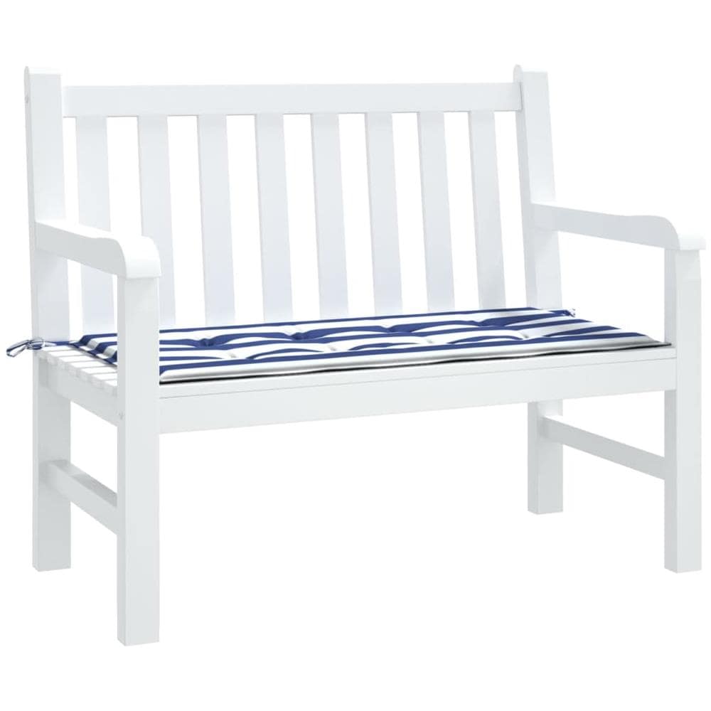 Cuscino Panca Giardino Bianco E Blu 100x50x3 Cm Tessuto Oxford - Foto 3