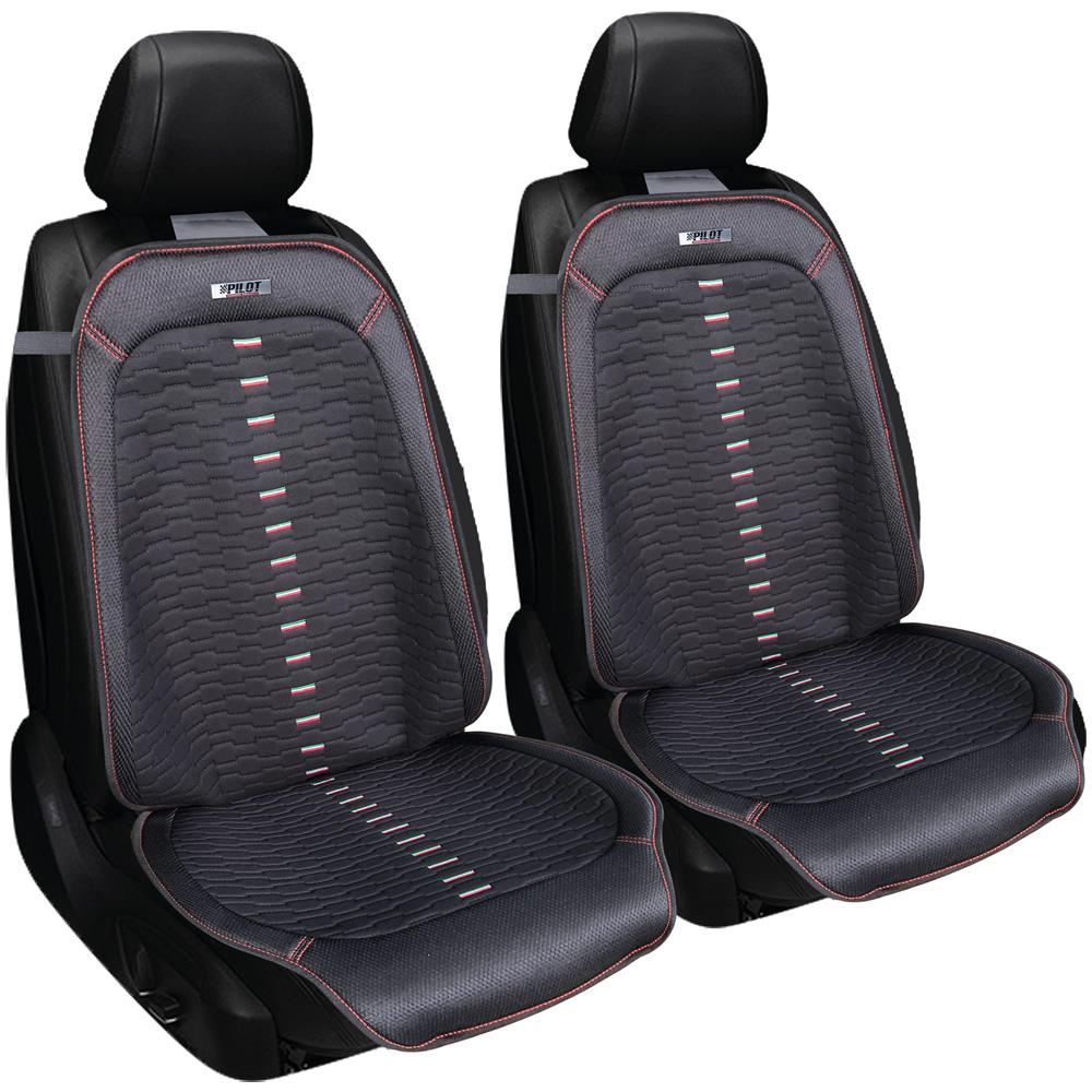 Monza, Coppia Coprisedili Anteriori In Tessuto Alveolare Di Poliestere E Trapuntato - Nero - Foto 1