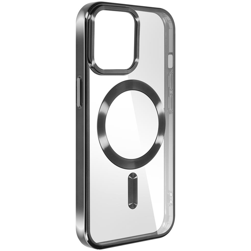 Cover Magsafe Trasparente Bordo Nero Per Iphone 15 Pro Metallic - Foto 1