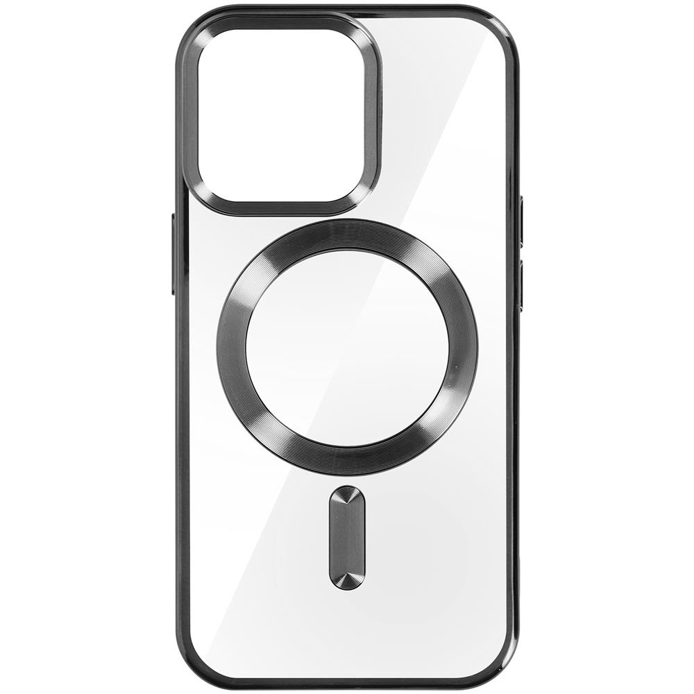 Cover Magsafe Trasparente Bordo Nero Per Iphone 15 Pro Metallic - Foto 5