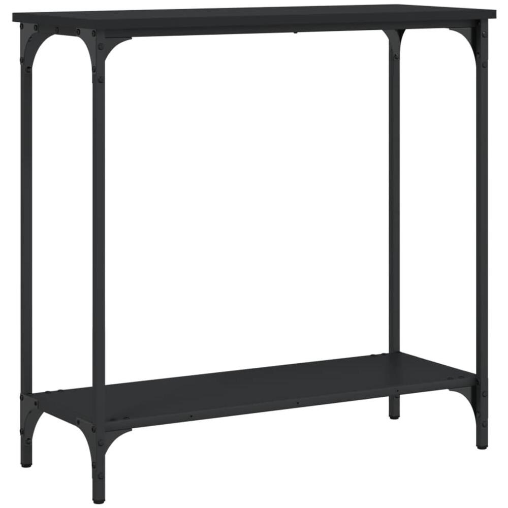 Tavolino Consolle Nero 75x30,5x75 Cm In Legno Multistrato - Foto 2