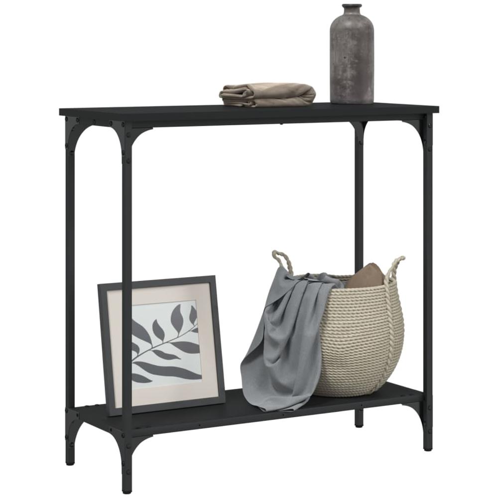 Tavolino Consolle Nero 75x30,5x75 Cm In Legno Multistrato - Foto 3