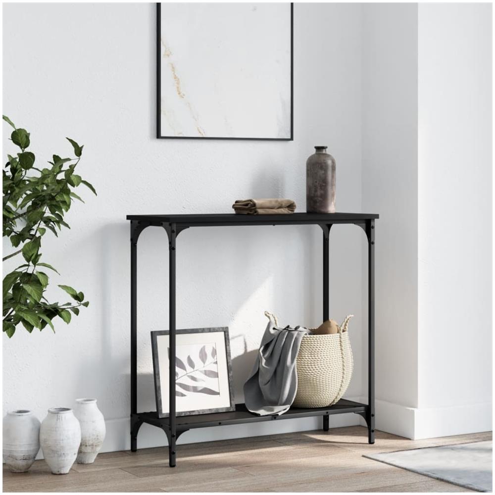 Tavolino Consolle Nero 75x30,5x75 Cm In Legno Multistrato - Foto 1