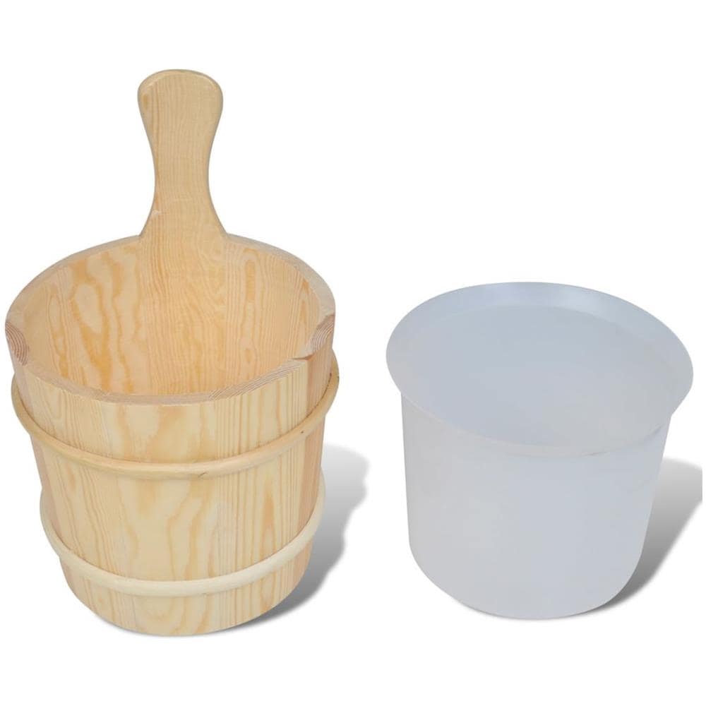 Set 5 Accessori Sauna Secchio E Cucchiaio Inserto Clessidra Termometro - Foto 2
