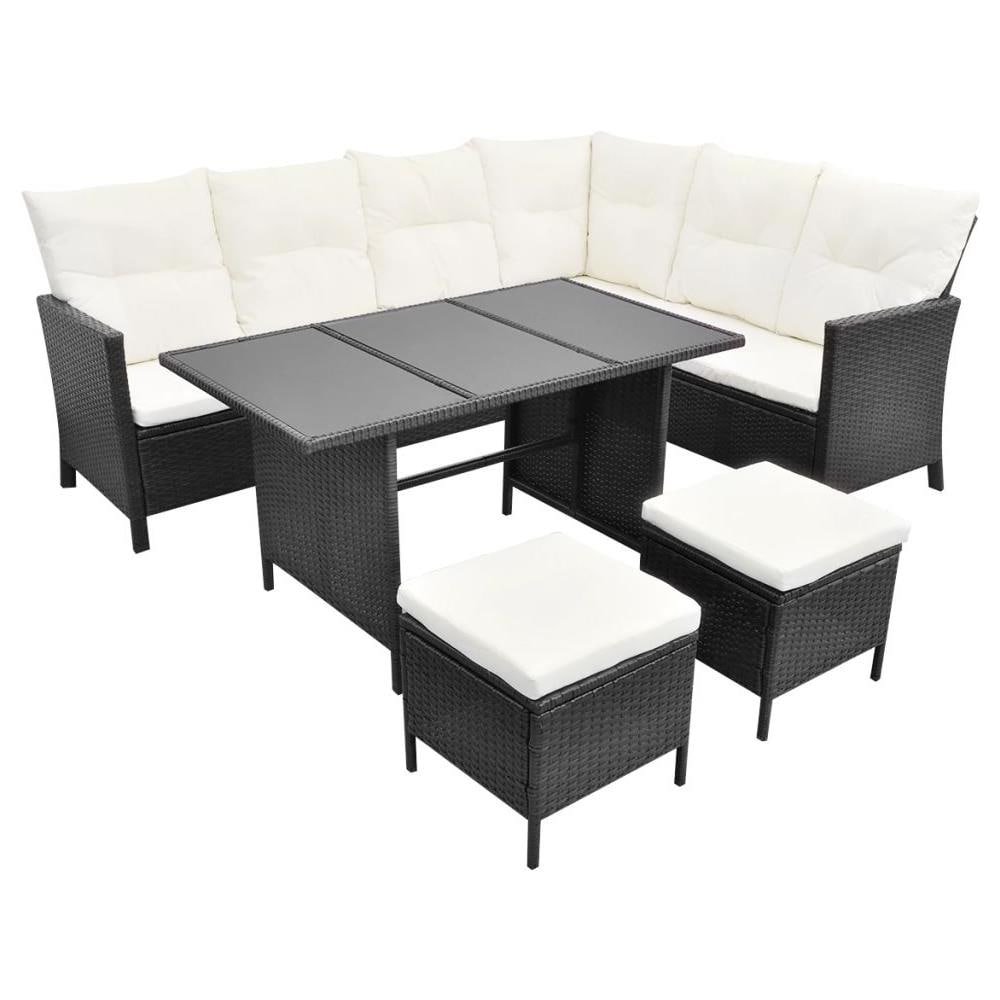 Set Salotto Da Esterni Per 8 Persone Rattan Sintetico Nero - Foto 2