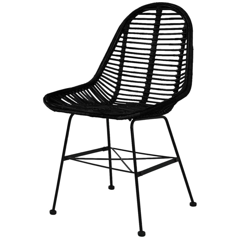 Sedie Da Pranzo Set 6 Pz In Rattan Naturale Nero - Foto 2