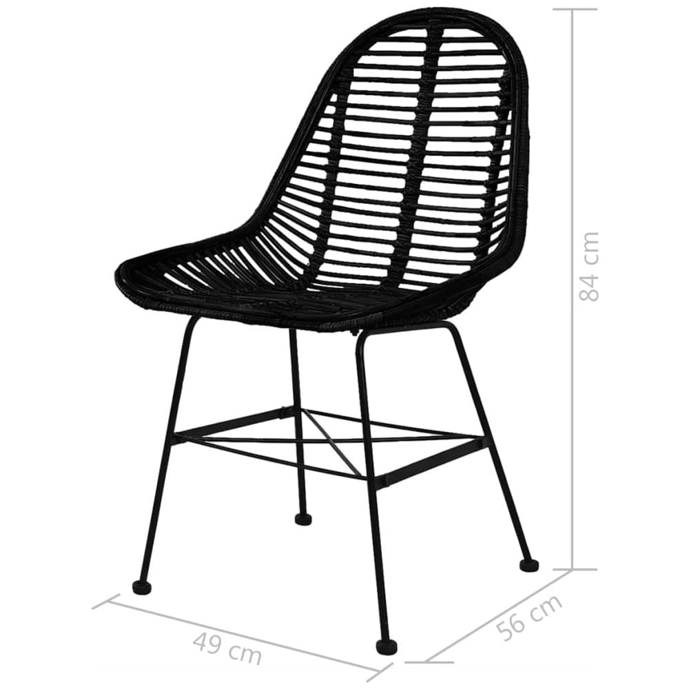 Sedie Da Pranzo Set 6 Pz In Rattan Naturale Nero - Foto 5
