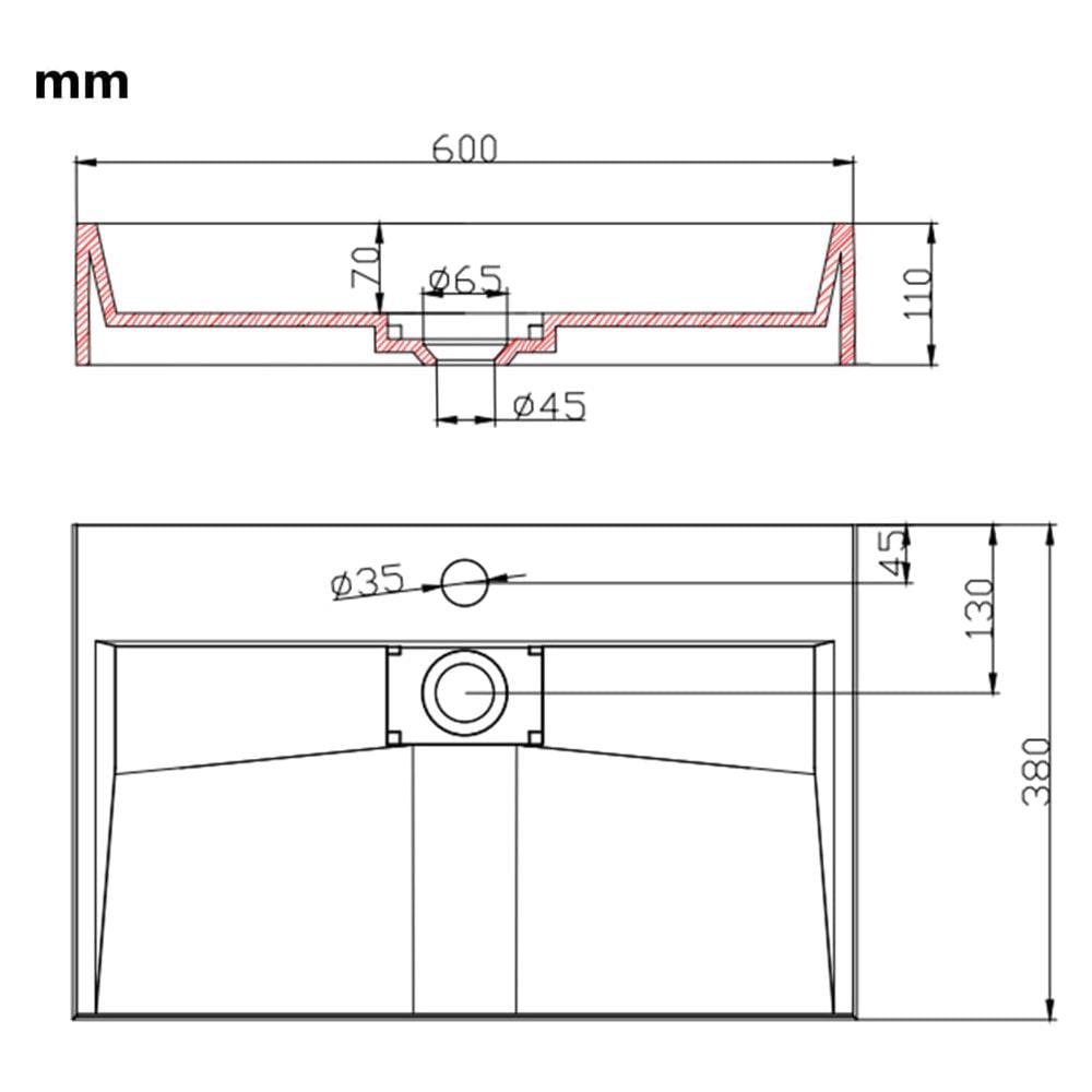 Lavandino 60x38x11 Cm Blocco In Marmo / minerale Bianco - Foto 8