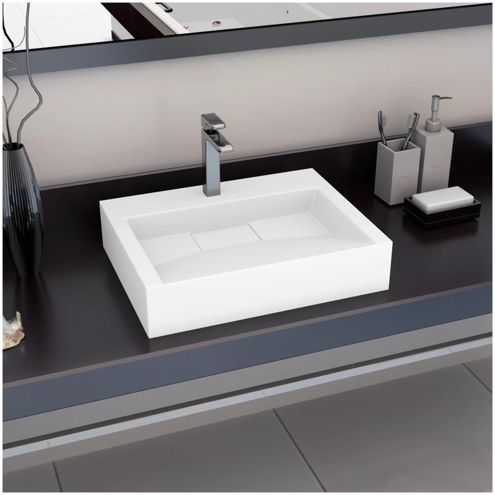 Lavandino 60x38x11 Cm Blocco In Marmo / minerale Bianco - Foto 1