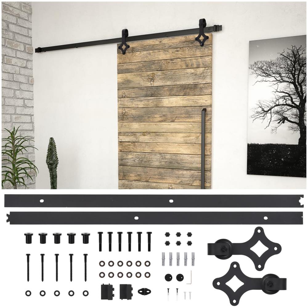Kit di Binari per Porte Scorrevoli SKIEN 200 cm Acciaio Nero - Foto 1