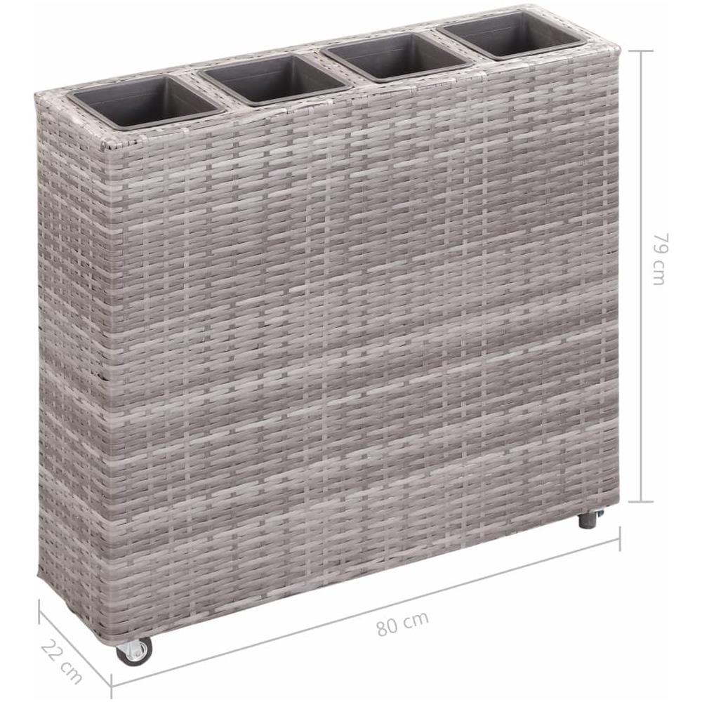 Letto Rialzato con 4 Vasi 80x22x79 cm in Polyrattan Grigio - Foto 7