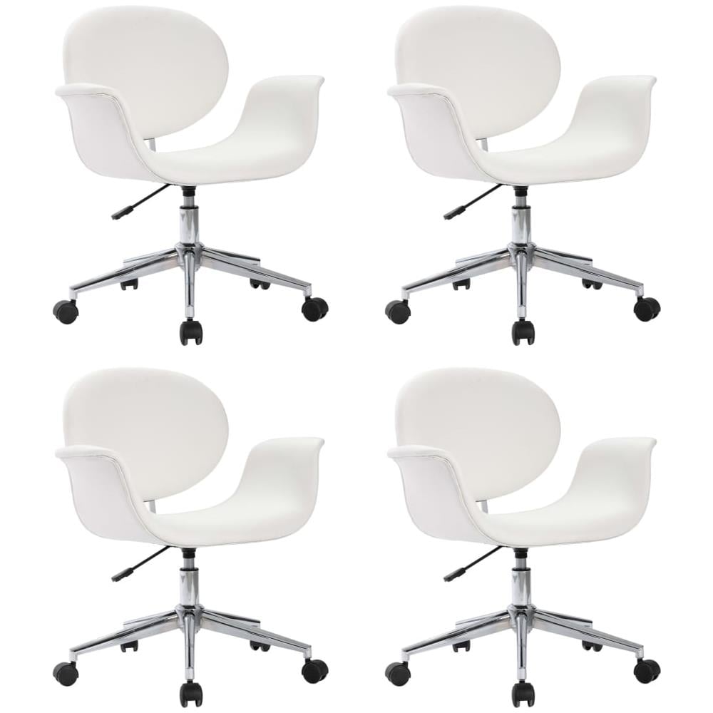 Sedie Da Pranzo Girevoli 4 Pz Bianche In Similpelle - Foto 2