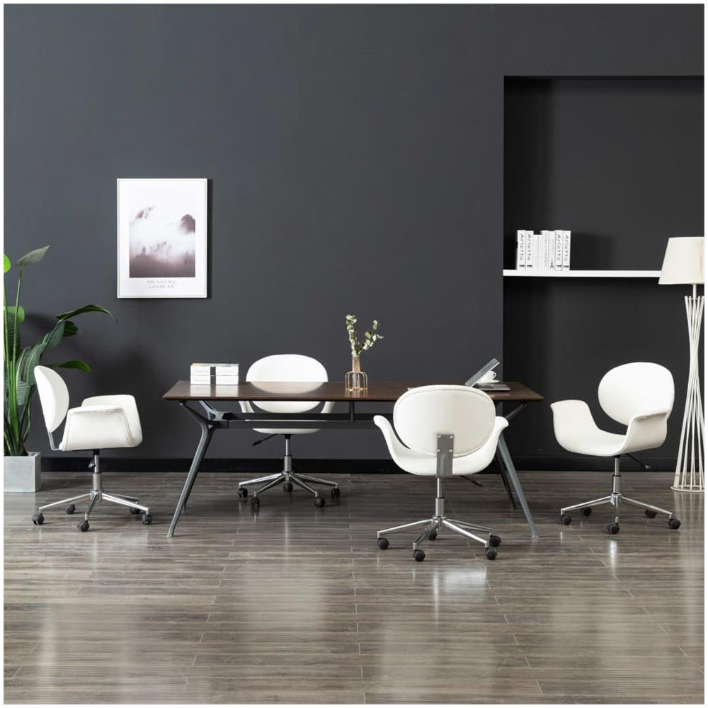 Sedie Da Pranzo Girevoli 4 Pz Bianche In Similpelle - Foto 1